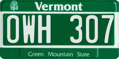VT license plate OWH307