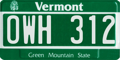 VT license plate OWH312