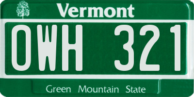 VT license plate OWH321
