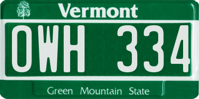 VT license plate OWH334