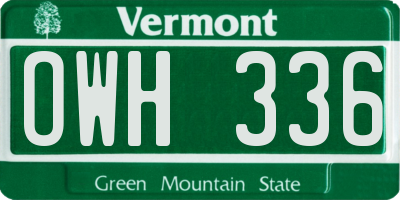 VT license plate OWH336