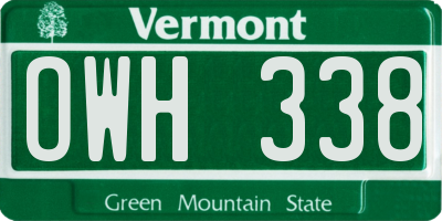 VT license plate OWH338