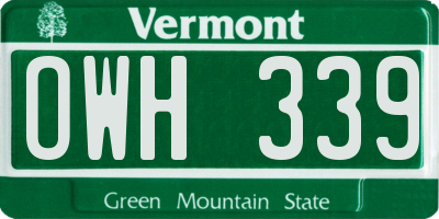 VT license plate OWH339