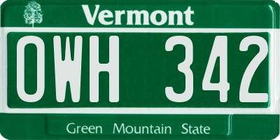VT license plate OWH342
