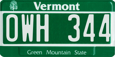VT license plate OWH344