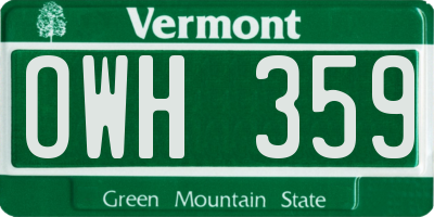 VT license plate OWH359