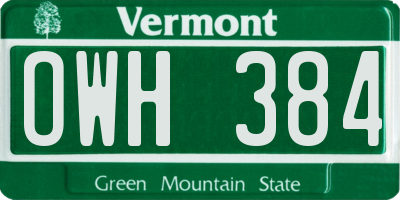 VT license plate OWH384