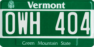 VT license plate OWH404