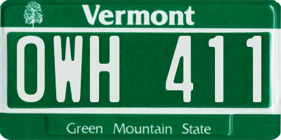 VT license plate OWH411