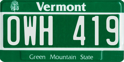 VT license plate OWH419