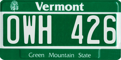 VT license plate OWH426