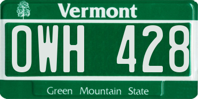 VT license plate OWH428