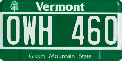 VT license plate OWH460