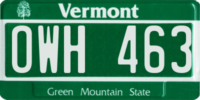 VT license plate OWH463