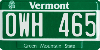 VT license plate OWH465