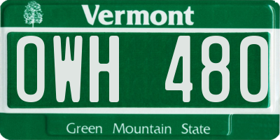 VT license plate OWH480