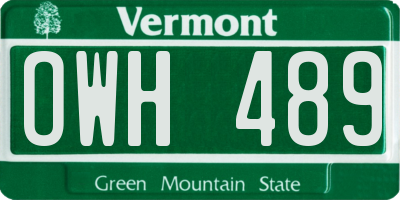 VT license plate OWH489