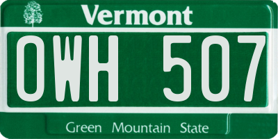 VT license plate OWH507