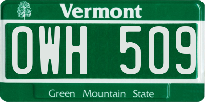 VT license plate OWH509