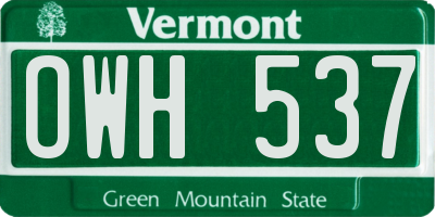 VT license plate OWH537