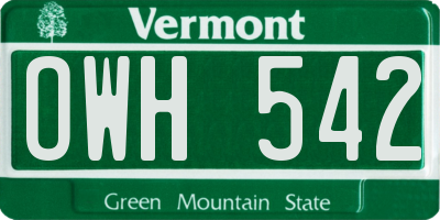VT license plate OWH542