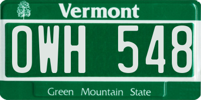 VT license plate OWH548