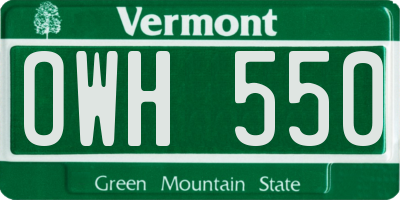 VT license plate OWH550