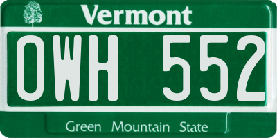 VT license plate OWH552