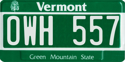 VT license plate OWH557