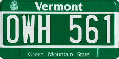 VT license plate OWH561