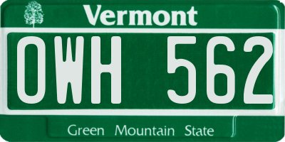 VT license plate OWH562