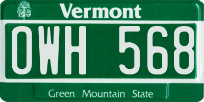 VT license plate OWH568