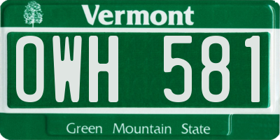 VT license plate OWH581