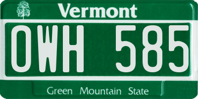 VT license plate OWH585