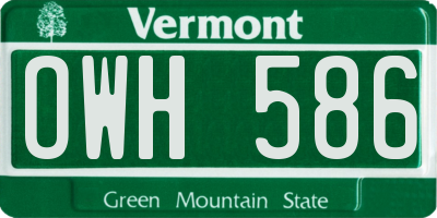 VT license plate OWH586