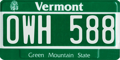 VT license plate OWH588