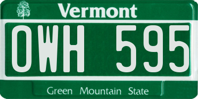 VT license plate OWH595