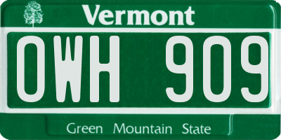 VT license plate OWH909