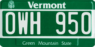 VT license plate OWH950