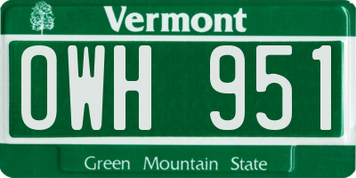 VT license plate OWH951