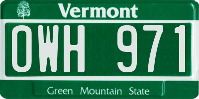 VT license plate OWH971