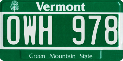 VT license plate OWH978