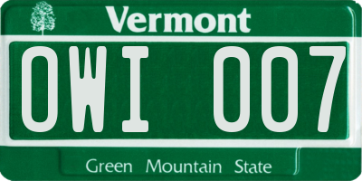VT license plate OWI007
