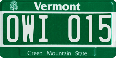 VT license plate OWI015