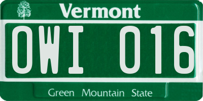 VT license plate OWI016