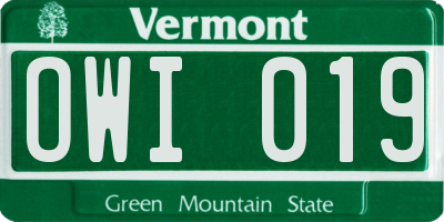 VT license plate OWI019