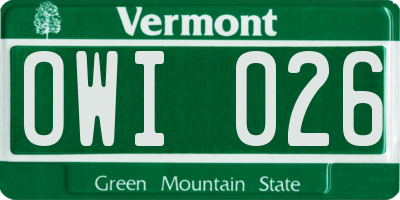 VT license plate OWI026