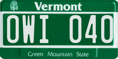 VT license plate OWI040