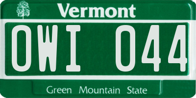 VT license plate OWI044