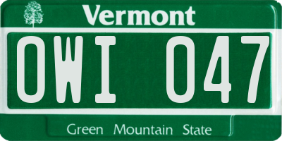 VT license plate OWI047